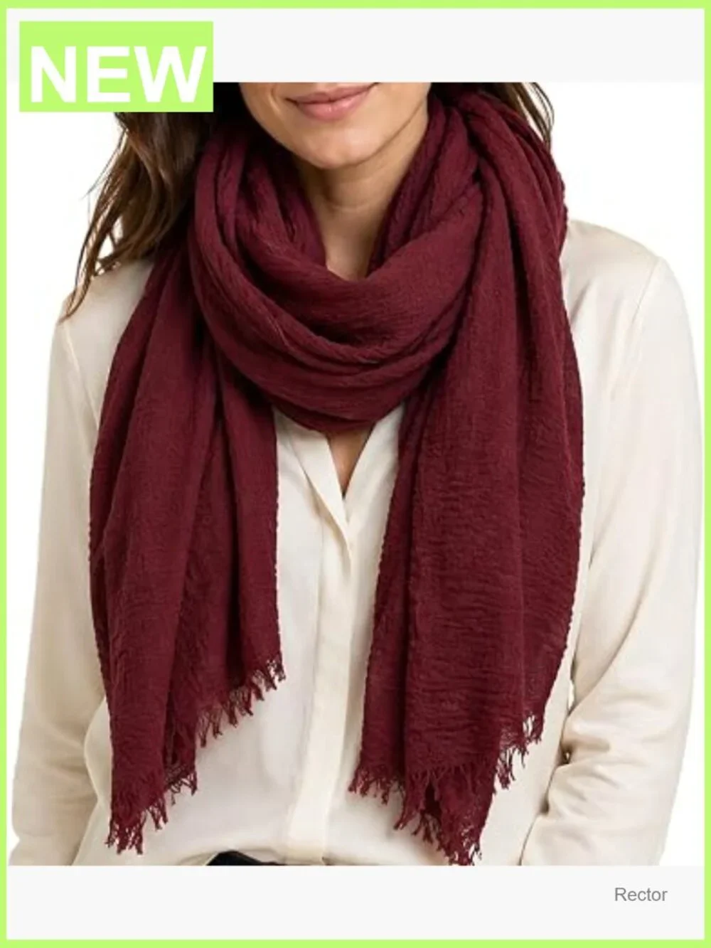 Unisex Lightweight Cotton Blend Scarf with Fringed Edges 35x70